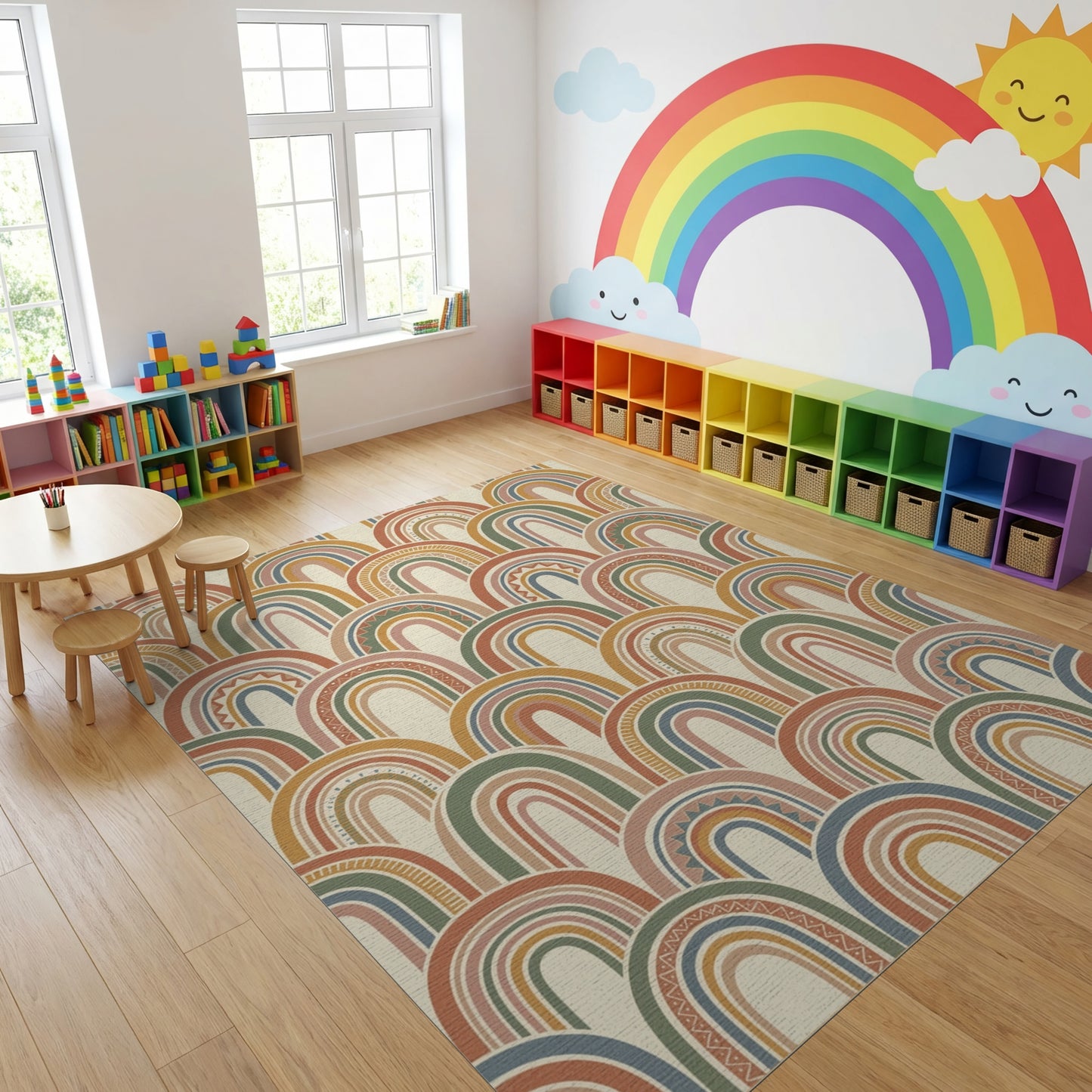 Boho Overlapping Multicolor Arches Rug