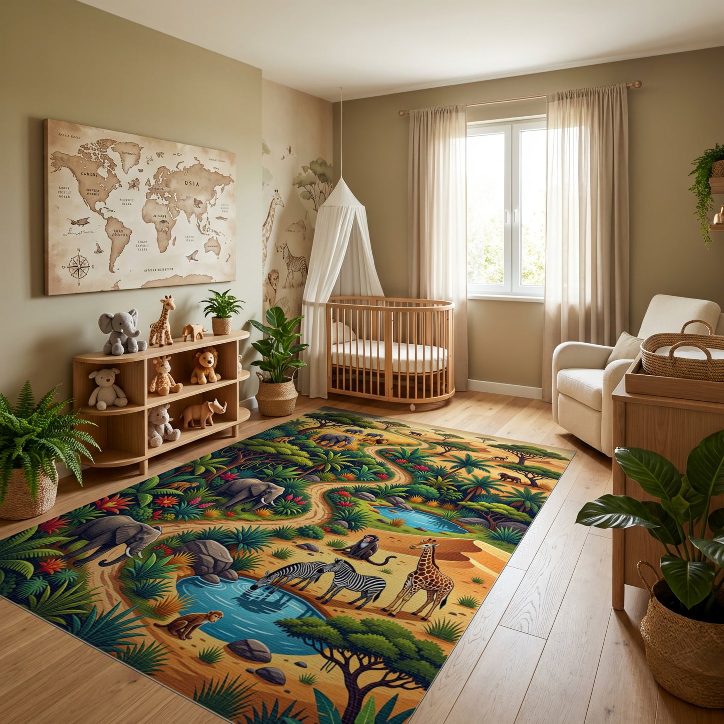 Vibrant Savanna Wildlife Path Rug