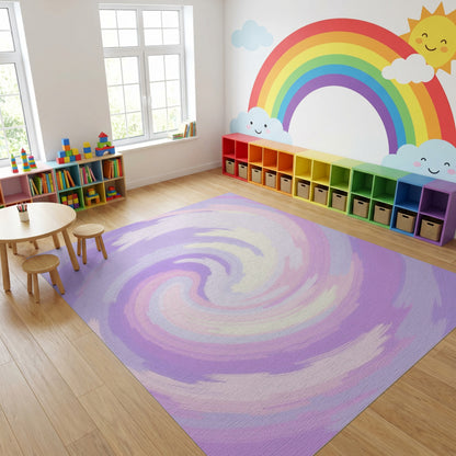 Swirling Purple Pink White Abstract Rug