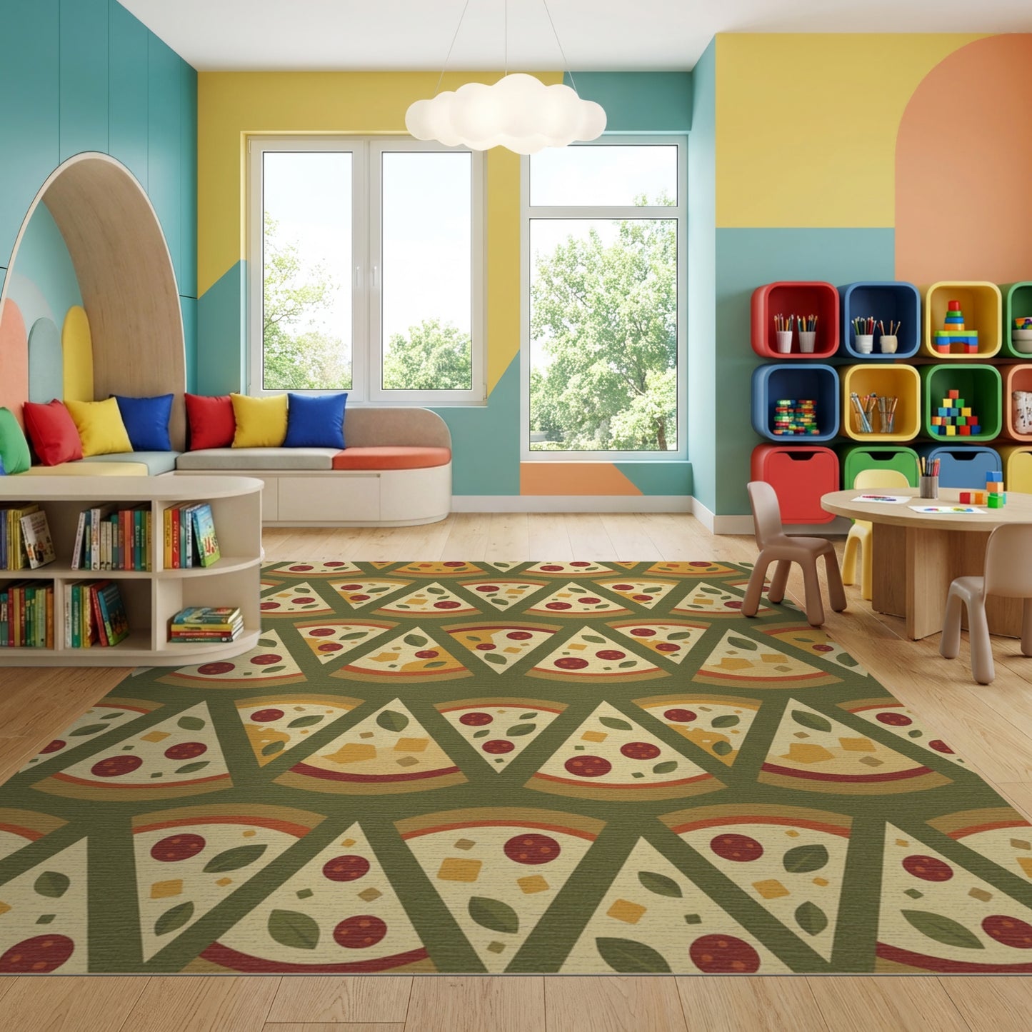 Playful Pepperoni Pizza Slices Rug