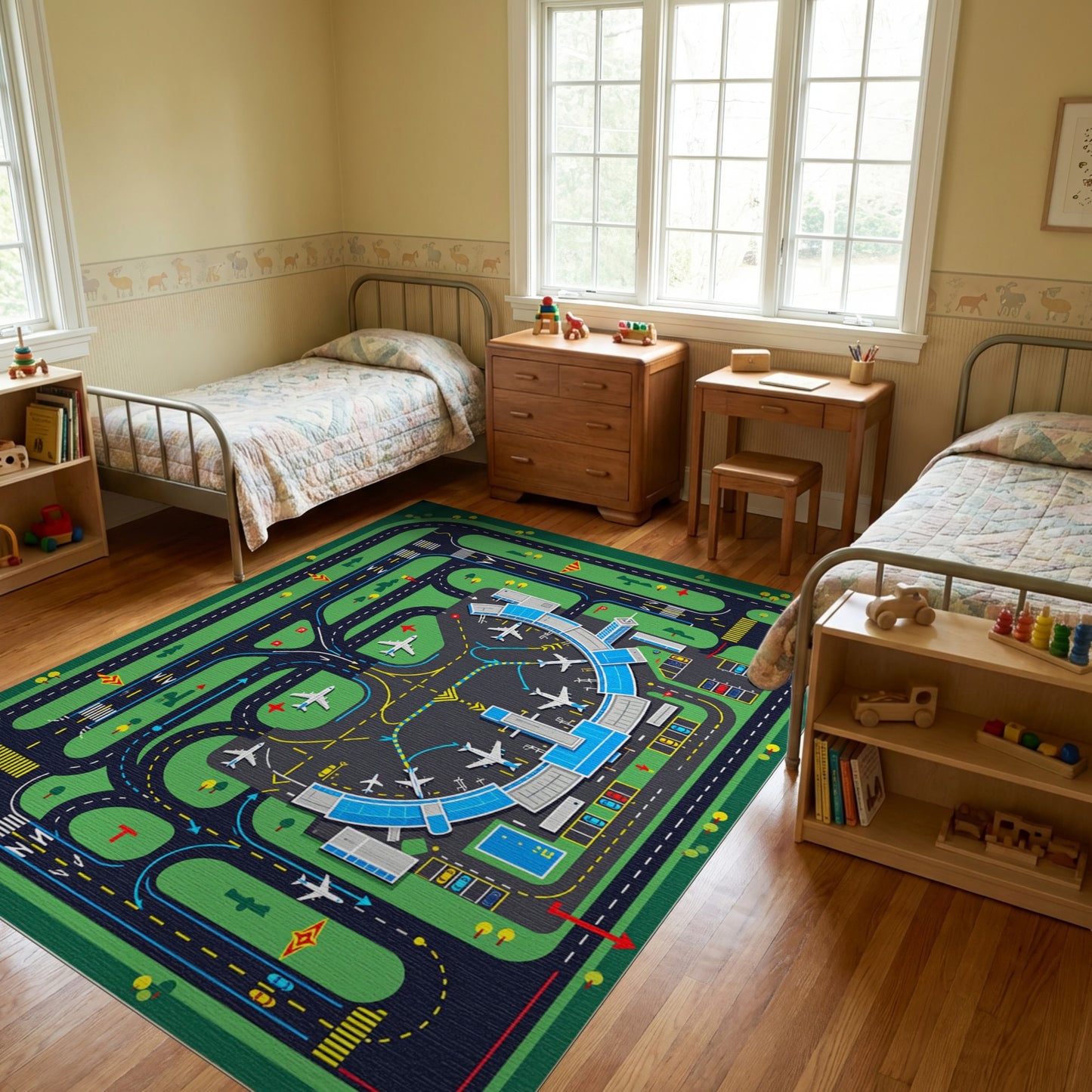 Playful Airport Runways and Planes Rug