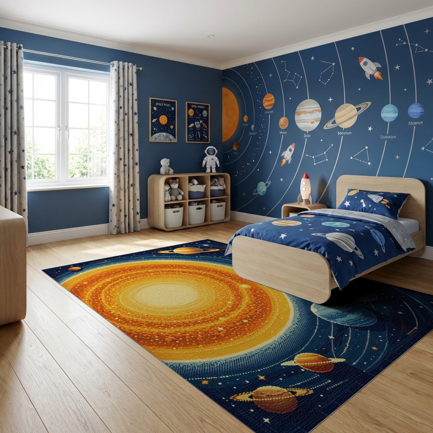 Retro Cosmic Solar System Rug
