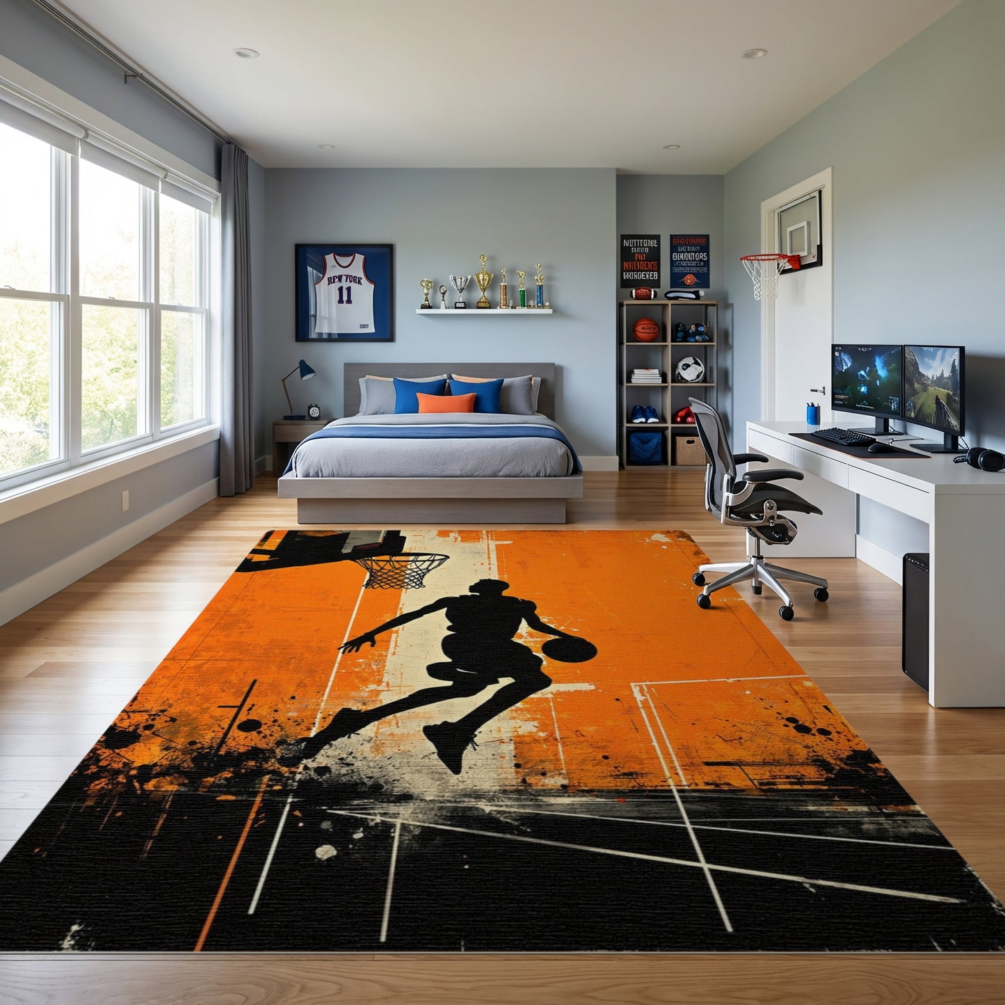 Distressed Orange Dunk Silhouette Rug