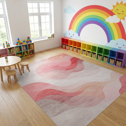 Modern Wavy Blush Tones Rug