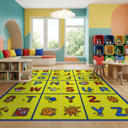Colorful Playful Alphabet Cartoon Rug