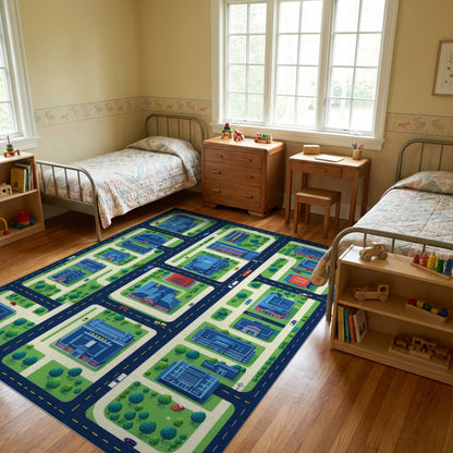 Whimsical City Streets Map Rug