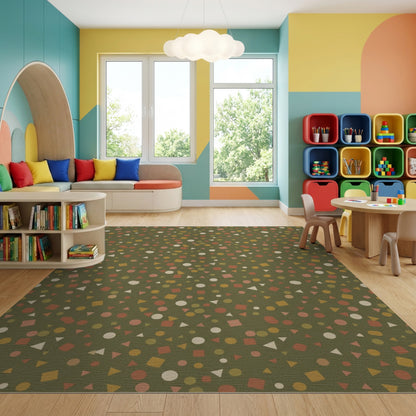 Scattered Earthy Geometric Shapes Rug