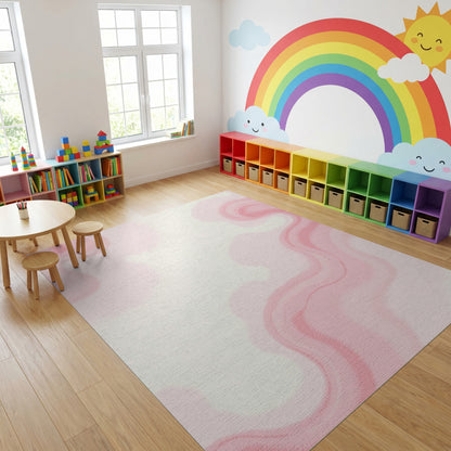 Pastel Pink Fluid Waves Rug