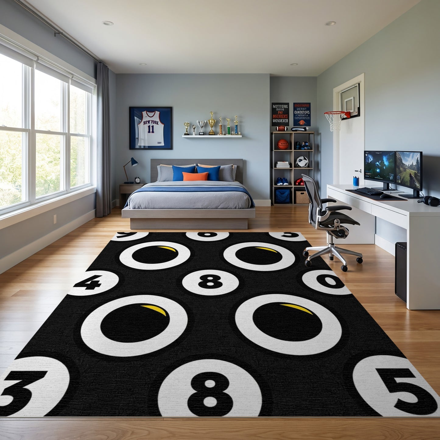 Playful Googly Eyes Numeric Pattern Rug