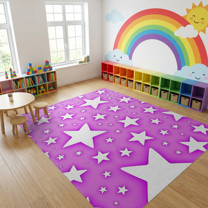 Whimsical White Stars Purple Rug
