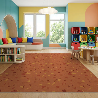 Burnt Orange Abstract Geometric Shapes Rug