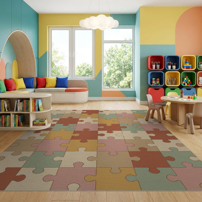 Warm Earthy Puzzle Mosaic Rug