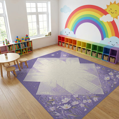 Purple Starry Geometric Floral Rug