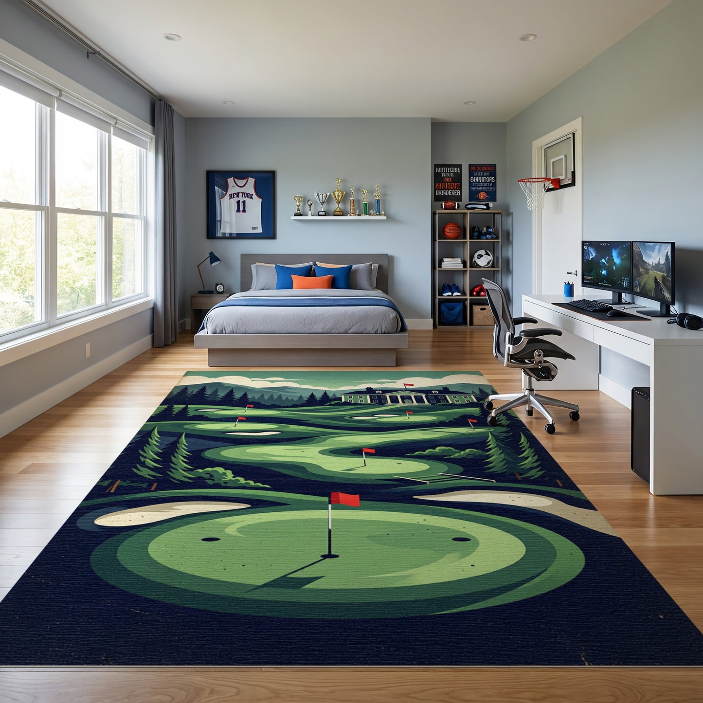 Vintage Golf Course Pine Mountains Rug