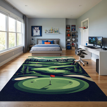 Vintage Golf Course Pine Mountains Rug