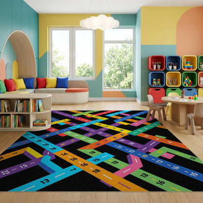 Modern Multicolor Intersecting Lines Rug