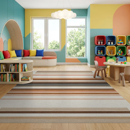 Warm Horizontal Striped Earth Tones Rug