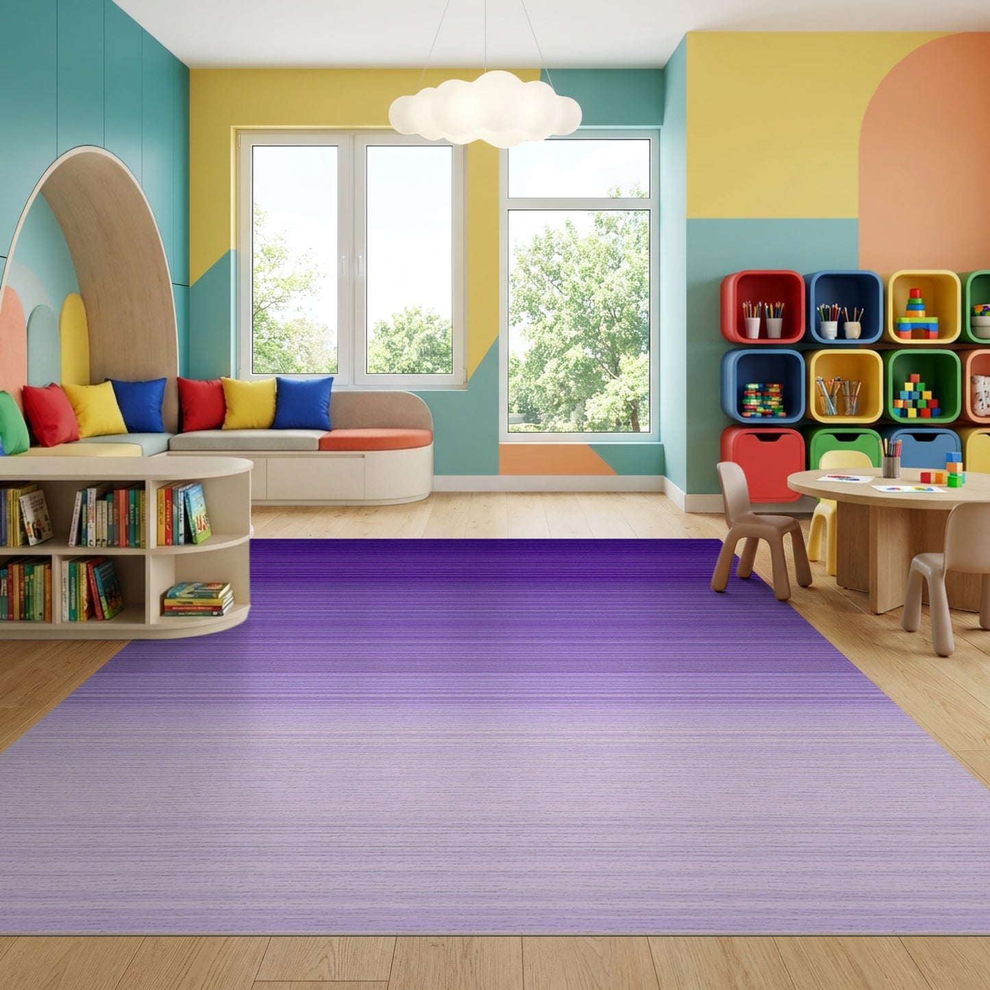 Deep Purple Lavender Ombre Striped Rug