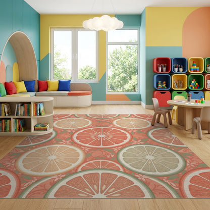 Warm Peach Orange Slices Pattern Rug