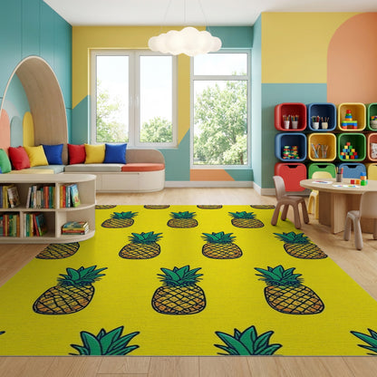 Vibrant Yellow Pineapple Pattern Rug
