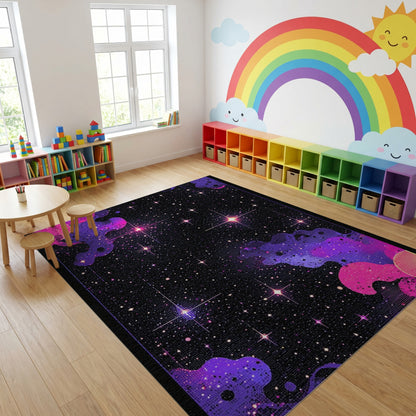 Purple Pink Nebula Starry Cosmic Rug
