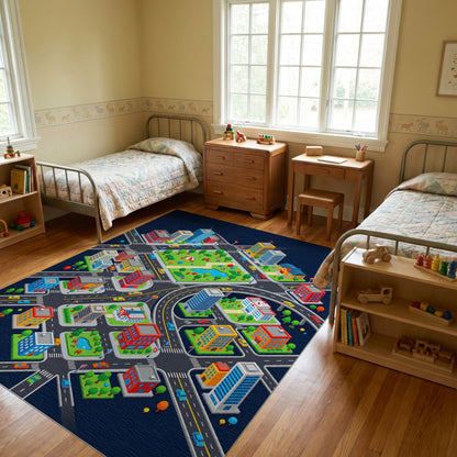 Colorful Isometric City Park Rug
