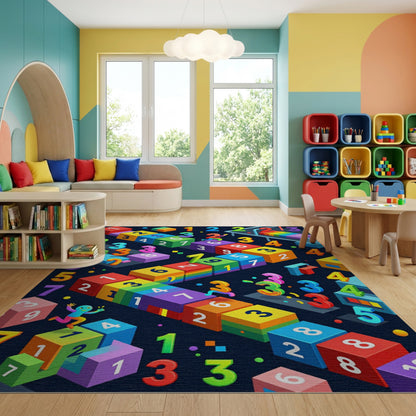 Colorful Isometric Number Blocks Rug