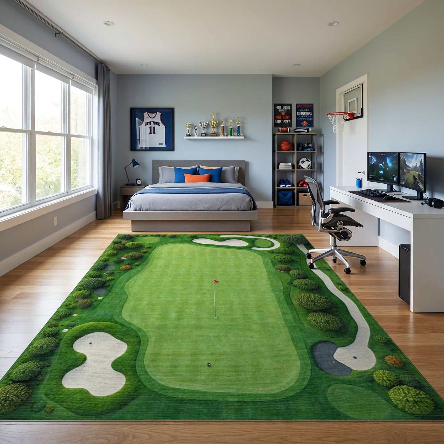 Aerial Lush Golf Course Rug