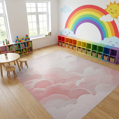 Dreamy Blush Gray Clouds Rug