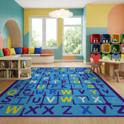 Vibrant Multicolor Alphabet Grid Rug