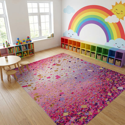 Sparkling Pink Purple Gold Confetti Rug