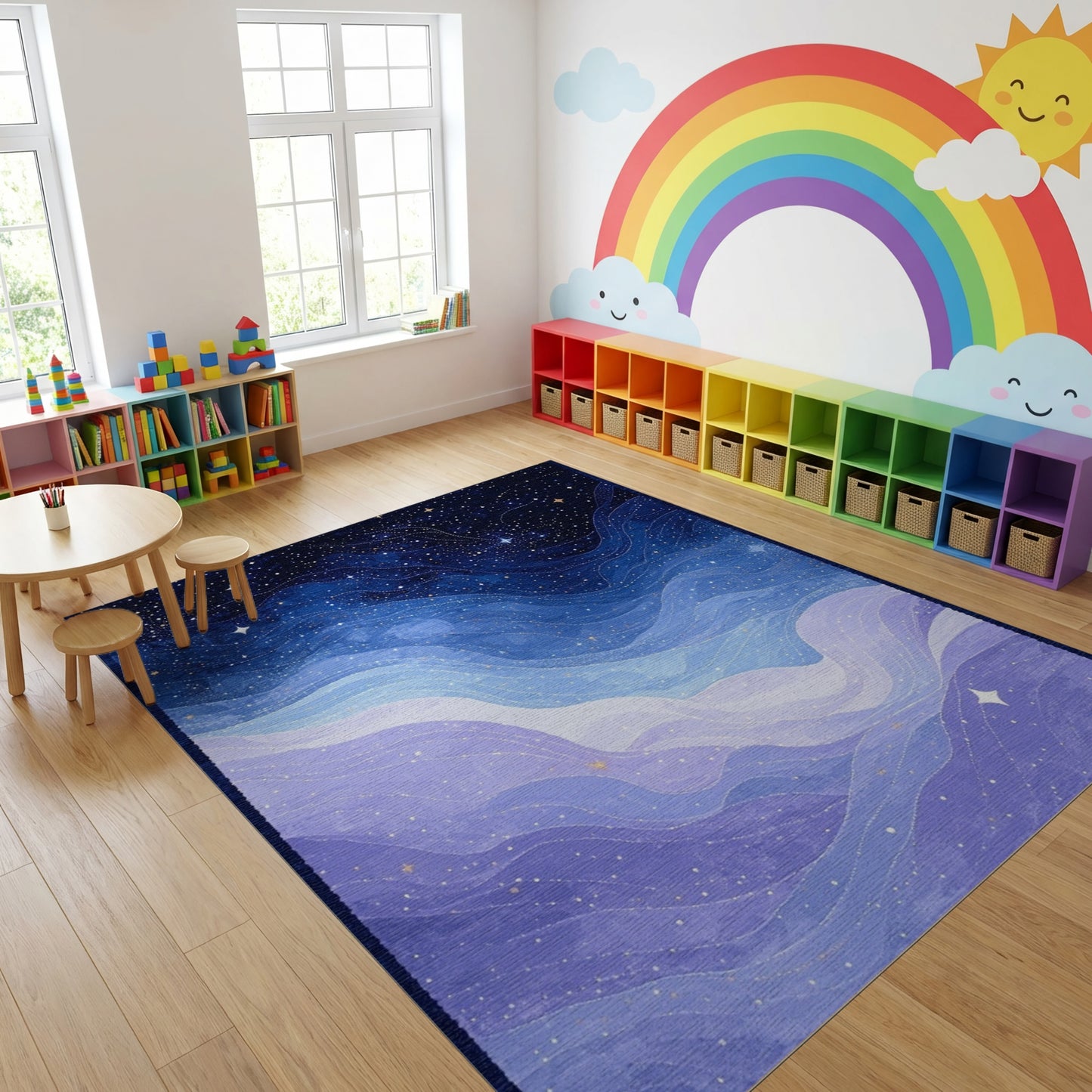 Starry Wavy Blue Purple Rug