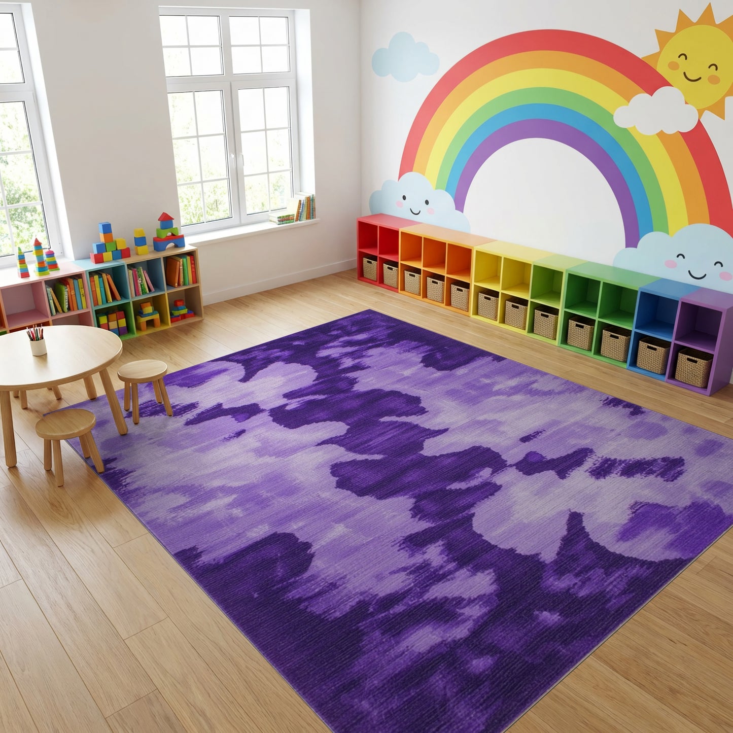 Fluid Purple Watercolor Abstract Rug