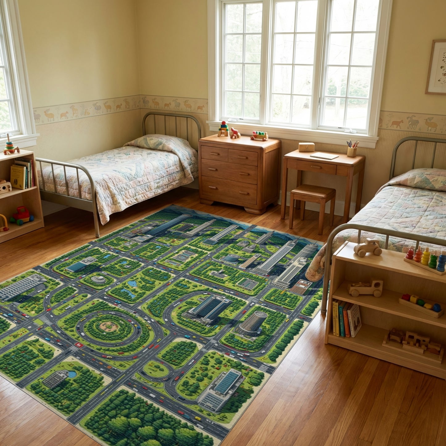 Vibrant Aerial City Grid Rug