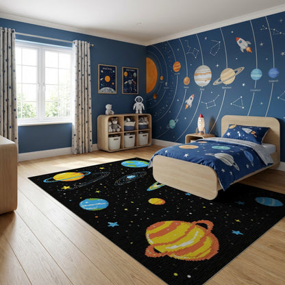 Pixelated Cosmic Planets Stars Rug 2