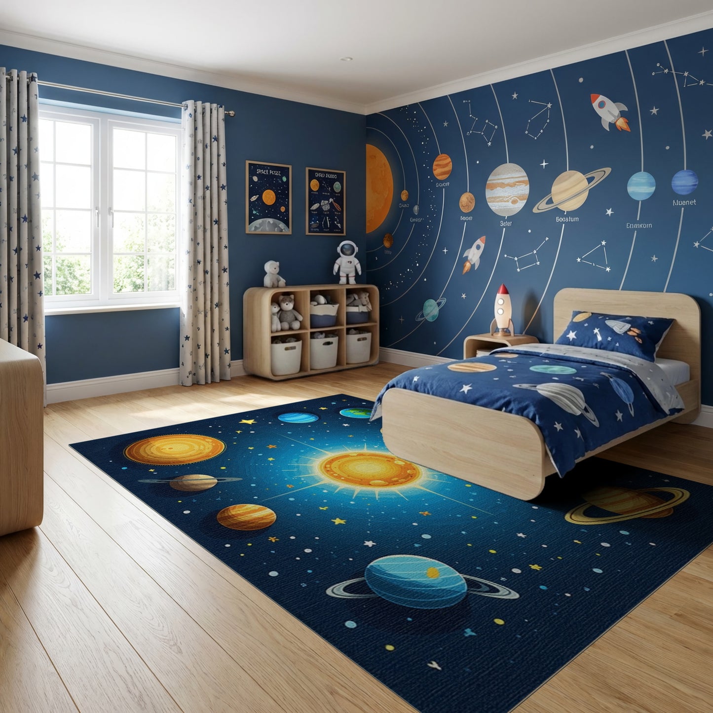 Vibrant Cosmic Planets Sun Stars Rug