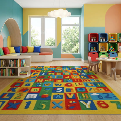 Playful Colorful Alphabet Numbers Rug