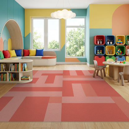 Abstract Blush Geometric Blocks Rug