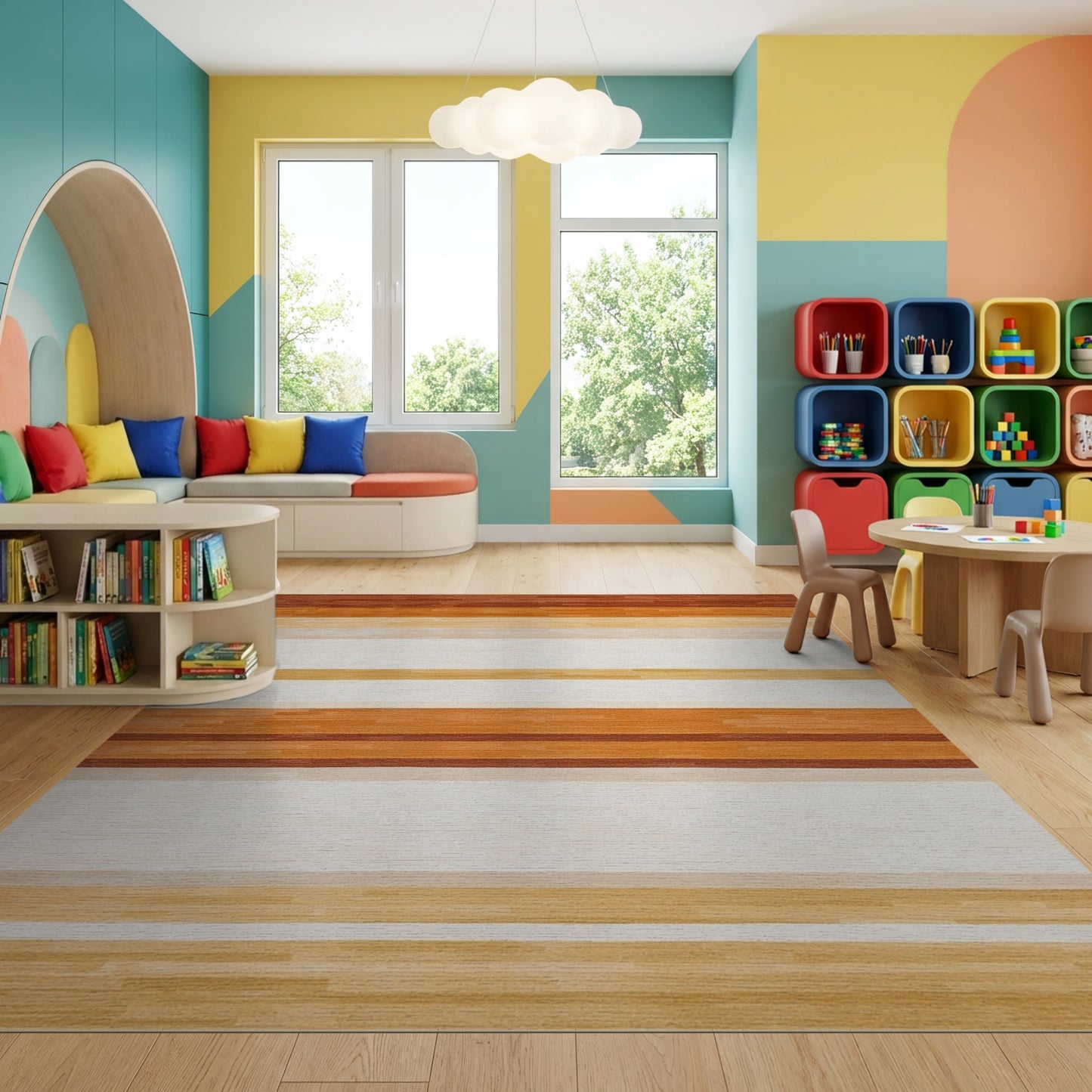 Warm Horizontal Gradient Stripes Rug