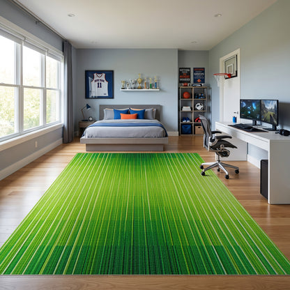Vibrant Green Vertical Gradient Stripes Rug