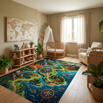 Whimsical Winding Trail Treasure Map Rug