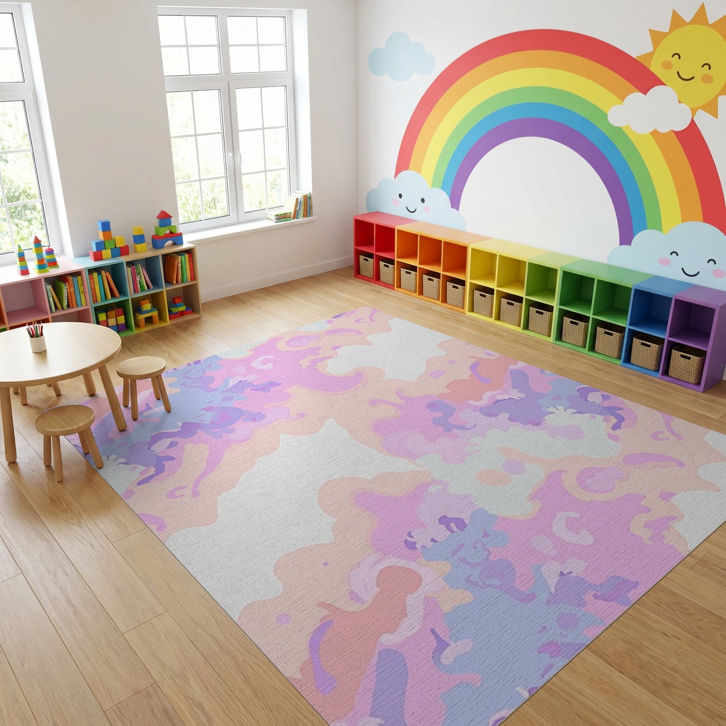 Soft Pastel Organic Cloud Shapes Rug