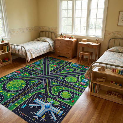 Vibrant City Roads Airport Rug