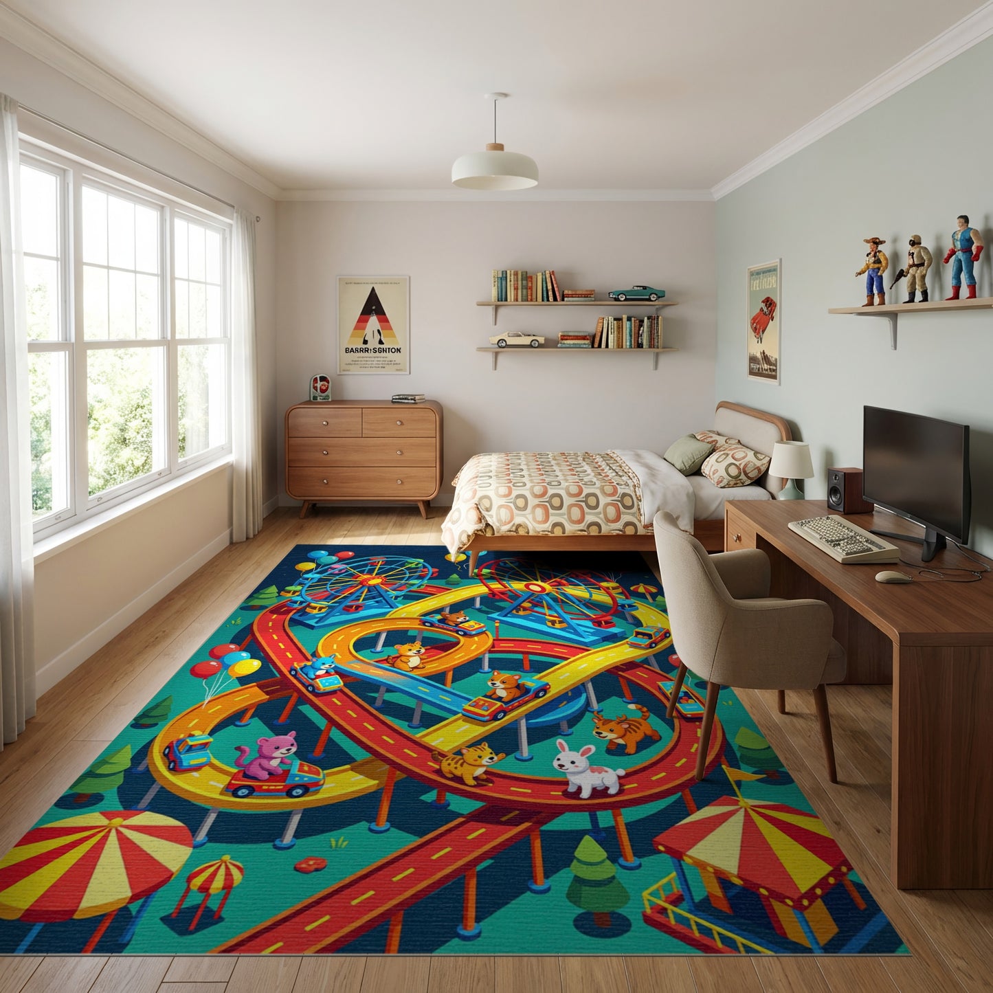 Colorful Carnival Animals Racing Rug