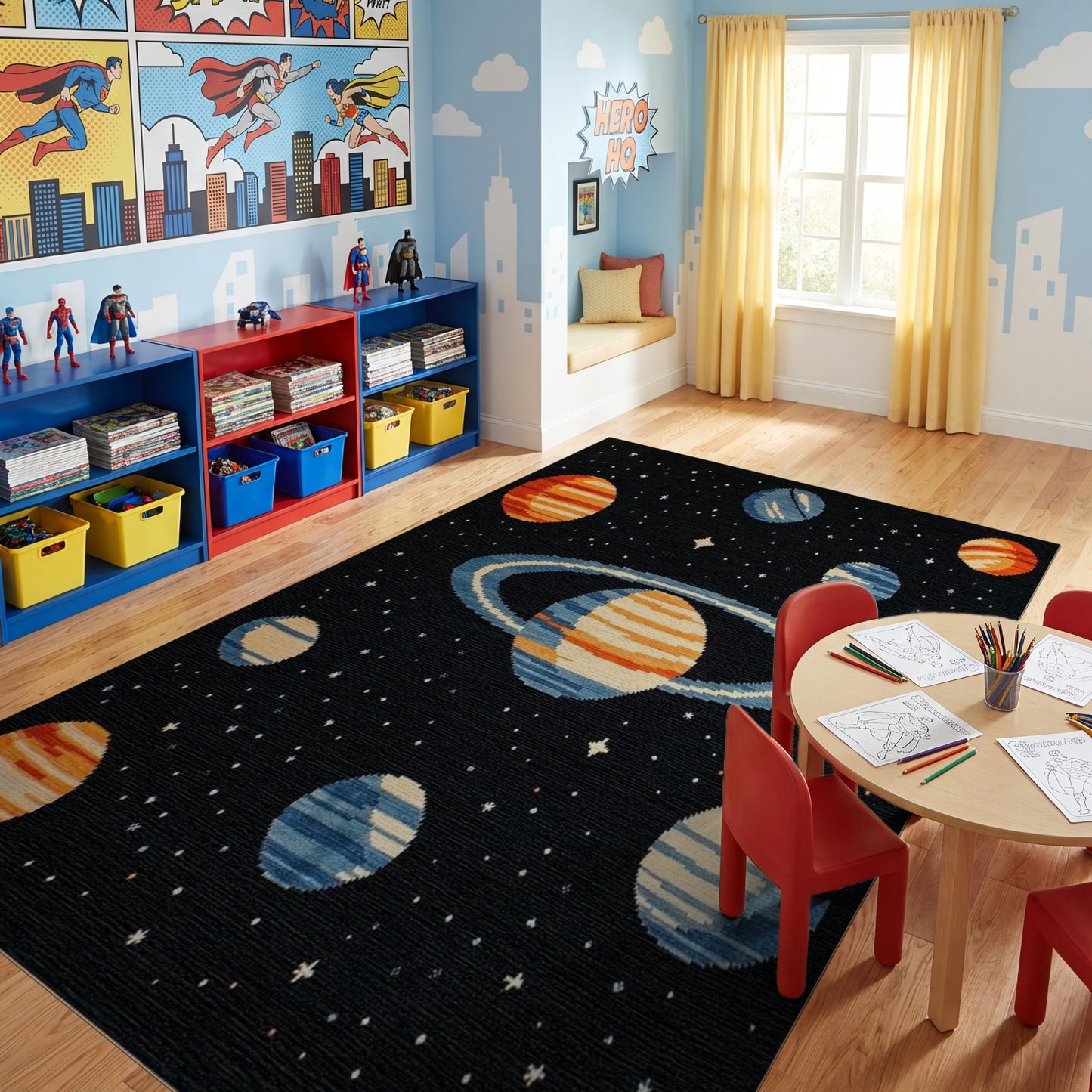 Pixelated Cosmic Planets Stars Rug