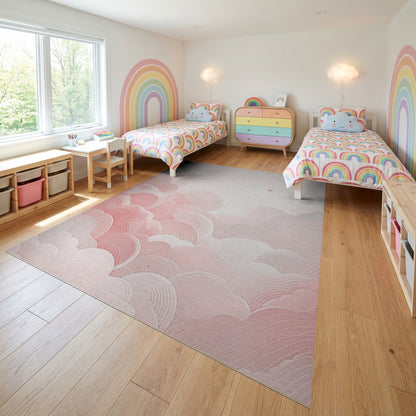 Dreamy Blush Gray Clouds Rug