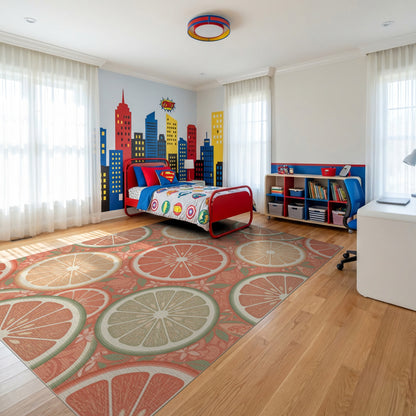 Warm Peach Orange Slices Pattern Rug