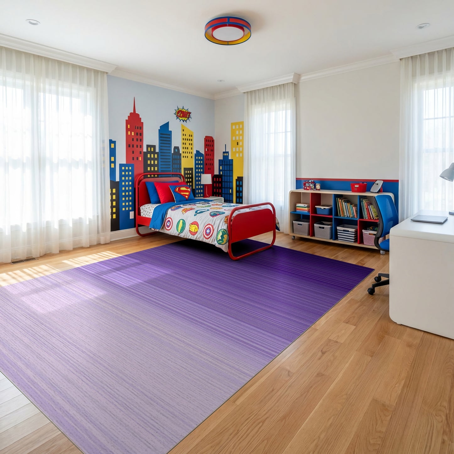 Deep Purple Lavender Ombre Striped Rug