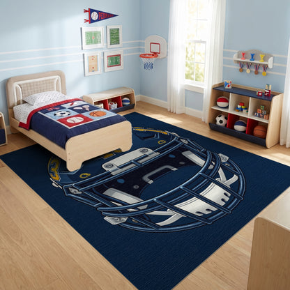 Bold Navy Gold Striped Helmet 13 Rug