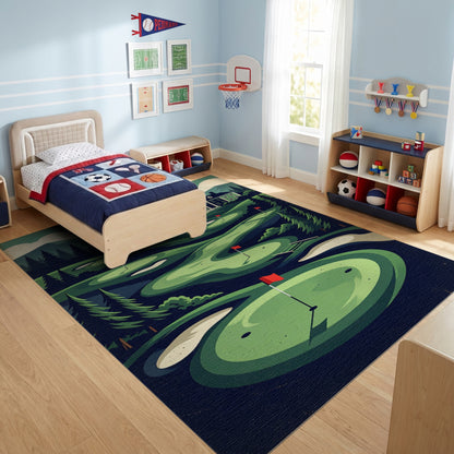 Vintage Golf Course Pine Mountains Rug